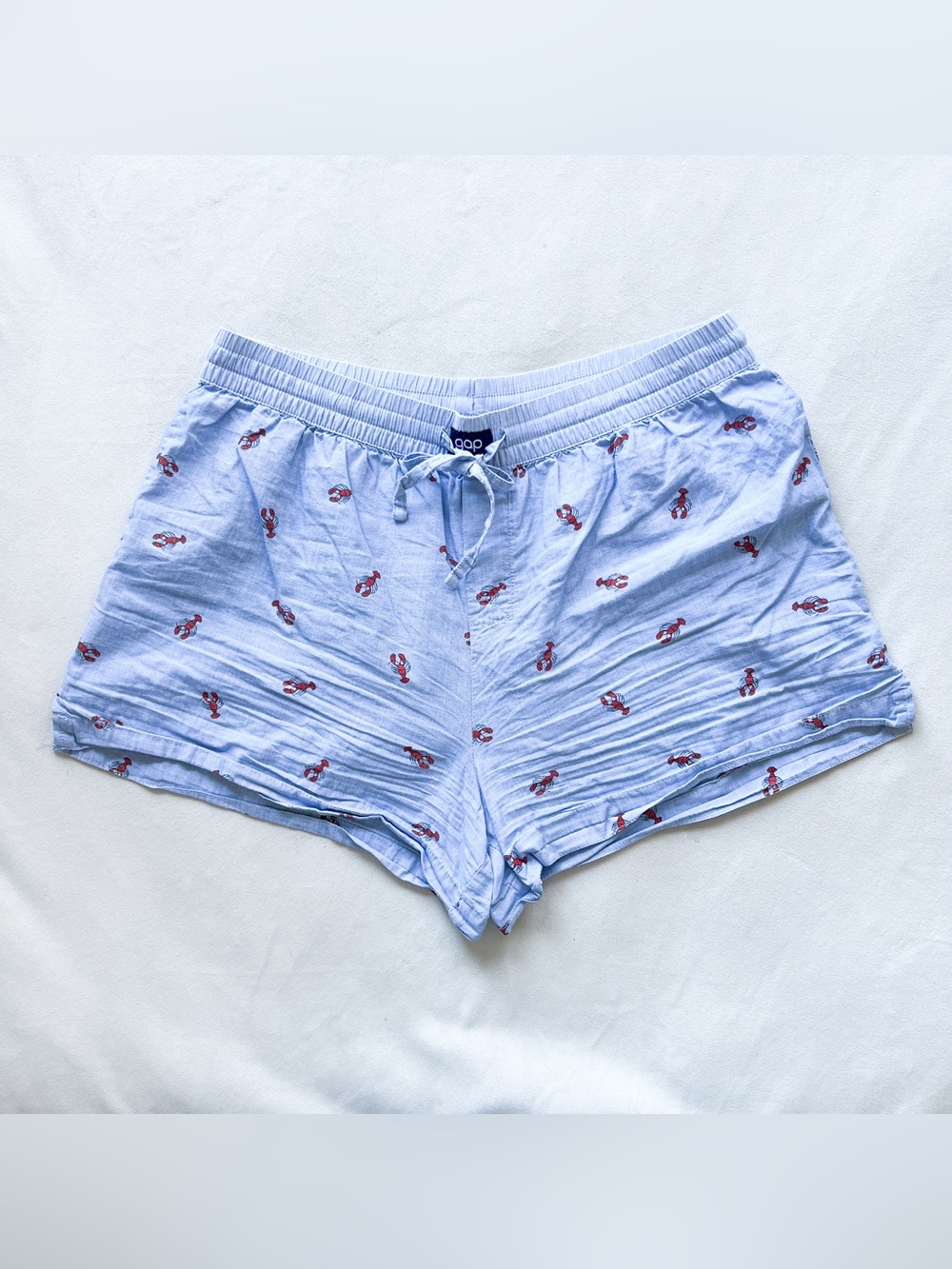 GAP Light Blue Lobster-Print Women's Pajama Shorts - Medium